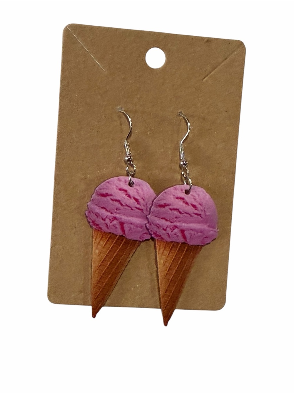 Pink Ice Cream Cone Dangle Earrings - Women Accessories